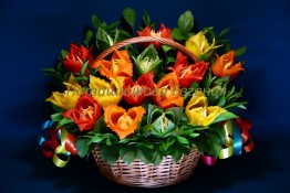 141 Корзина с цветами из сладкого перца "Радуга"  